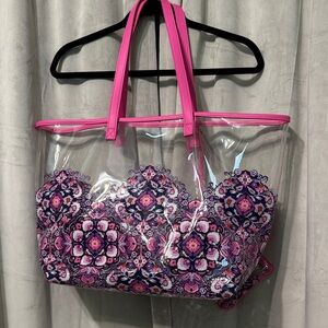 Vera Bradley Pink and Clear Patterned Tote